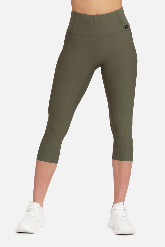 Olive Green High Waisted Capri Leggings